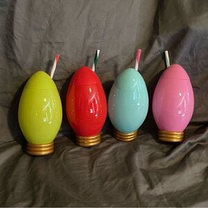 Colorful Bulb Light Shaped Cups with Straws